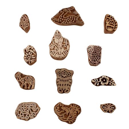 Set of 12 Piece New Mix Wooden Printing Blocks